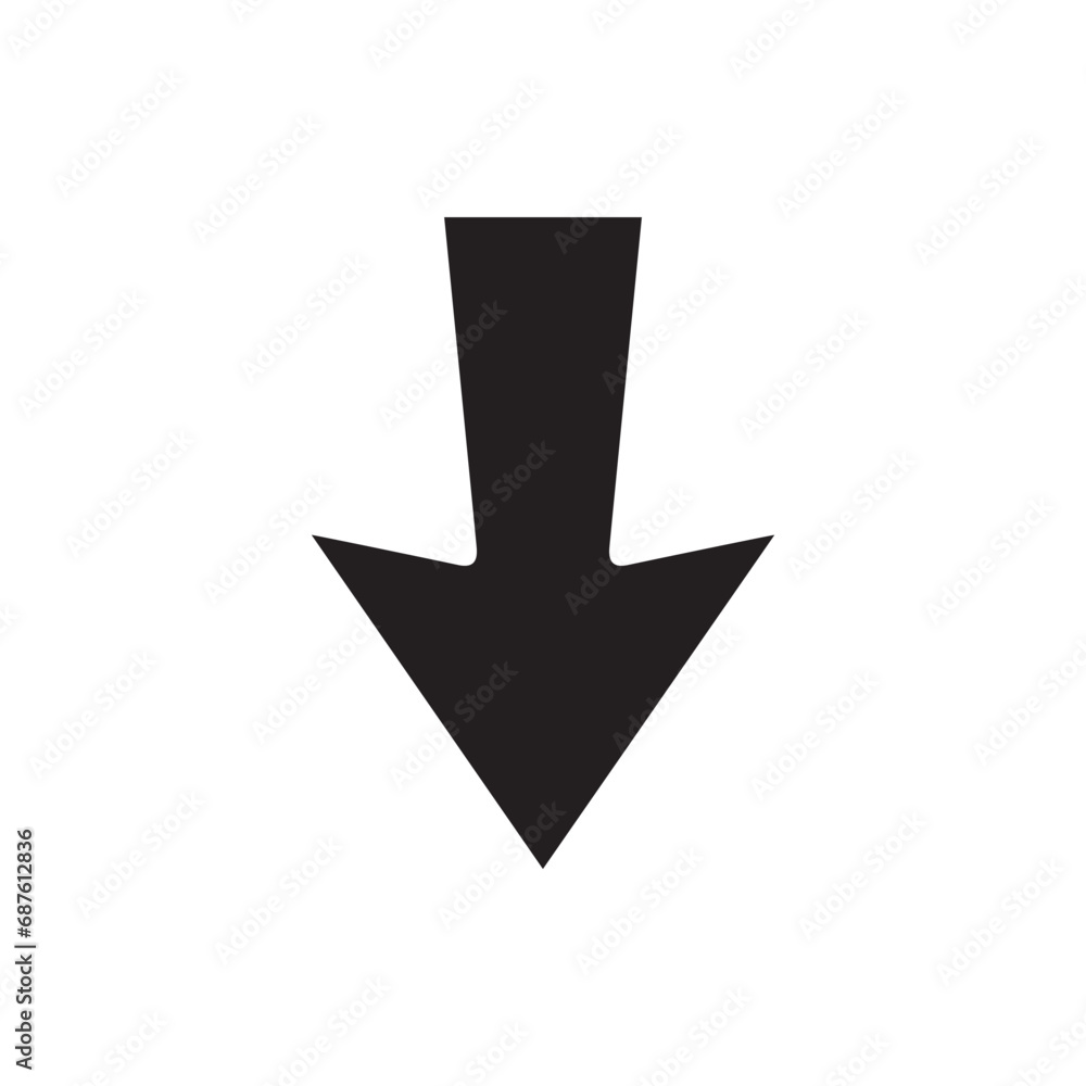 Down arrow icon vector. Scroll down icon sign symbol vector. Move down vector icon illustration isolated on white background Down arrow icon vector. Scroll down icon sign symbol vector. Move down vector icon illustration isolated on white background