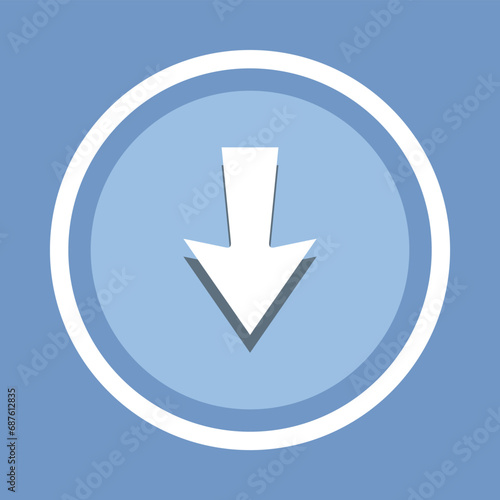 Down arrow icon vector. Scroll down arrow icon vector in trendy flat style. Move down icon image, Move down icon illustration isolated on blue background