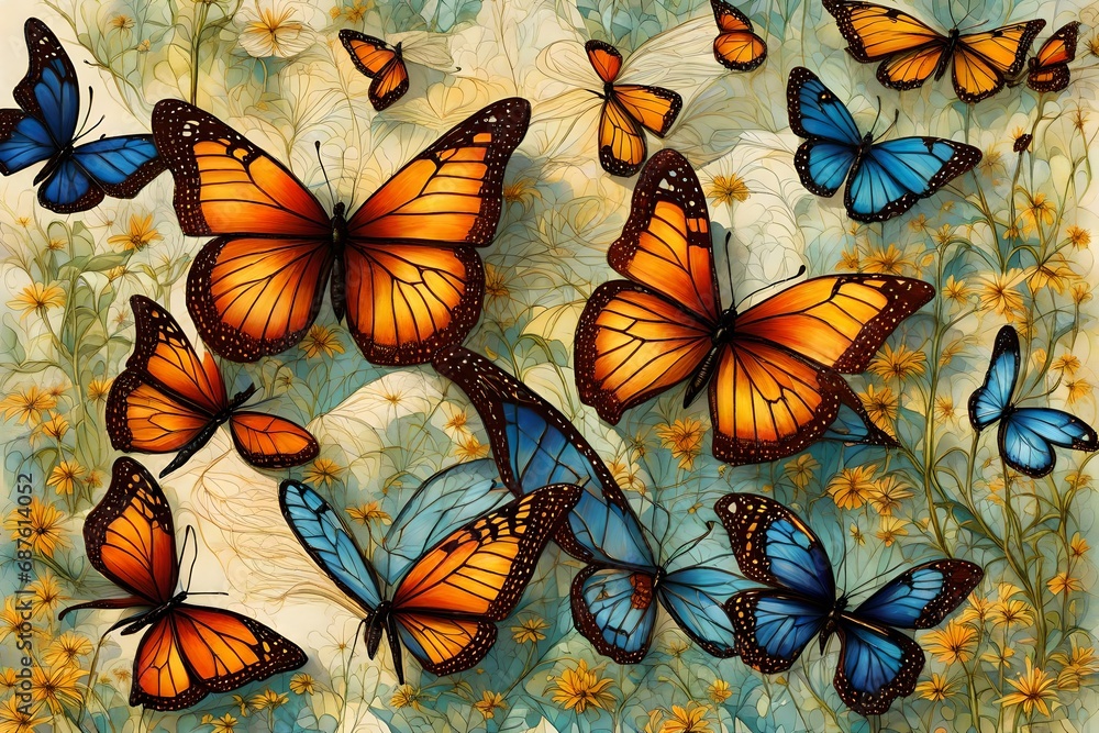 Graceful butterflies weave a tapestry of birthday beauty in the radiant sunlight Graceful butterflies weave a tapestry of birthday beauty in the radiant sunlight