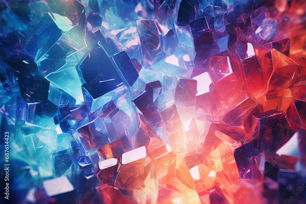 Red and blue abstract crystal background or pattern, creative design template Red and blue abstract crystal background or pattern, creative design template