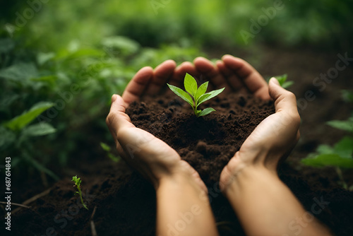 Wallpaper Mural taking care of the environment, person holding a growing plant in a heart shaped hands, growing plant, heart shape, love Torontodigital.ca