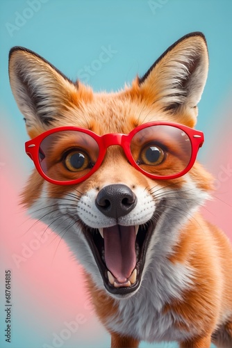 red fox with a smile taking selfie