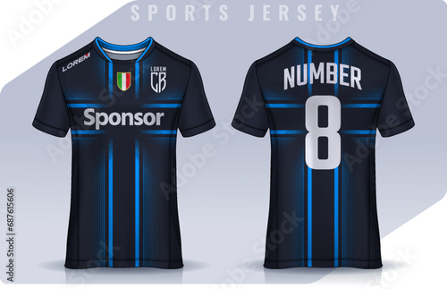 t-shirt sport design template, Soccer jersey mockup for football club. uniform front and back view.	
