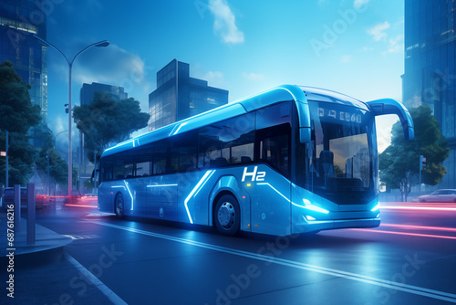 Futuristic hydrogen fuel cell bus concept 