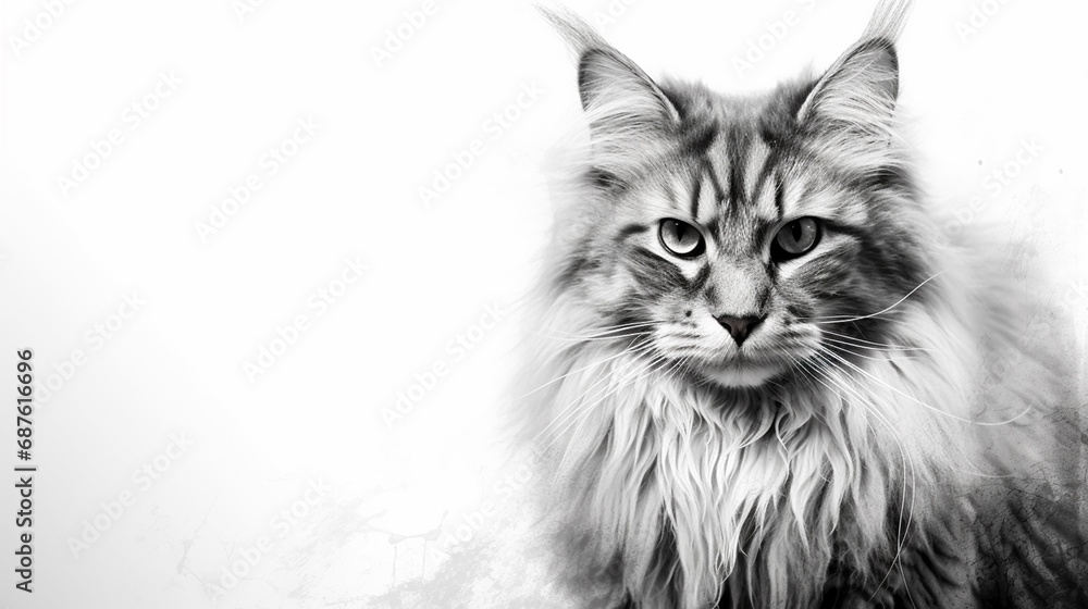 Fluffy cat sitting hand drawn sketch Pets illustration Fluffy cat sitting hand drawn sketch Pets illustration