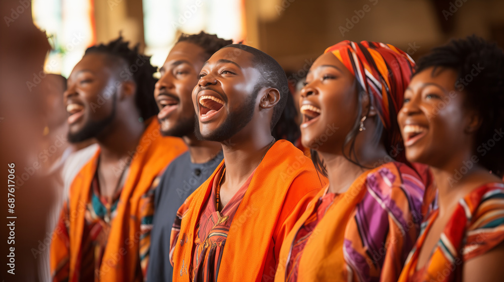 Black christian gospel singers of church praising Jesus Christ. Message(01)