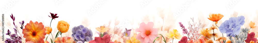 Obraz premium Abstract flowers white background pattern or banner, creative web site header or footer template