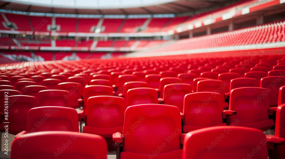 Naklejka premium Row of empty red seats at stadium
