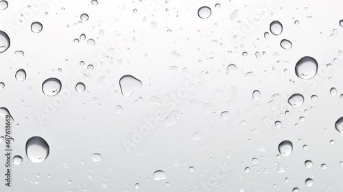 Water drops on white background texture. backdrop glass covered with drops of water. bubbles in water