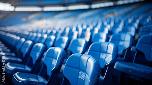 tribune with blue chairs