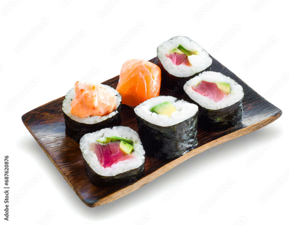 Sushis isolated on white background cutout Sushis isolated on white background cutout