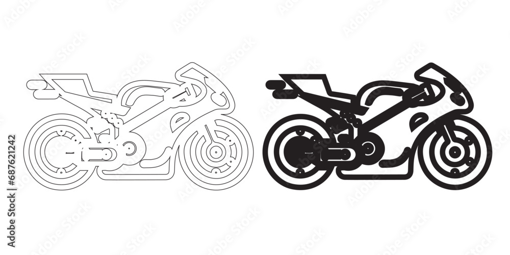 motorcycle icon vector illustration set