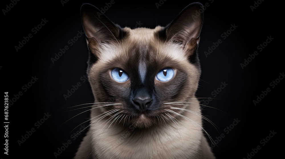 Portrait of a cat on black background