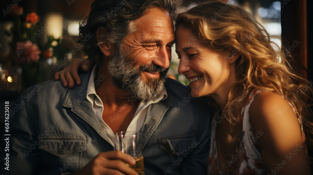 Portrait of mature couple relaxing in outdoor sofa Portrait of mature couple relaxing in outdoor sofa