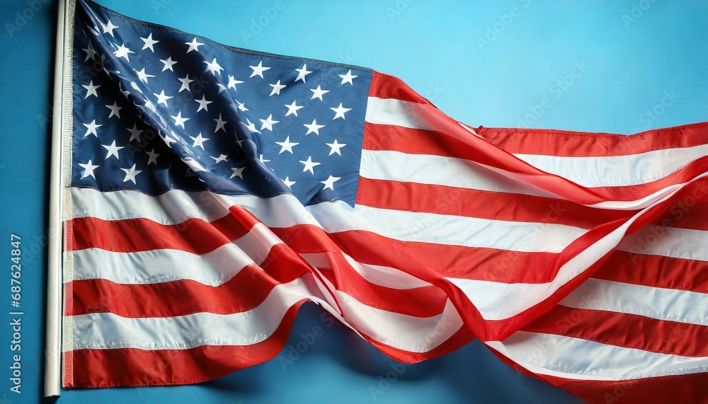 american flag on blue background