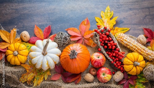 thanksgiving background in autumn fall harvest cornucopia season