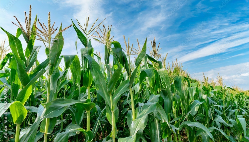 green corn plants on a field green corn plants on a field