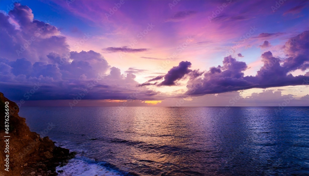 unreal violet purple sunset in the heavens above the sea unreal violet purple sunset in the heavens above the sea