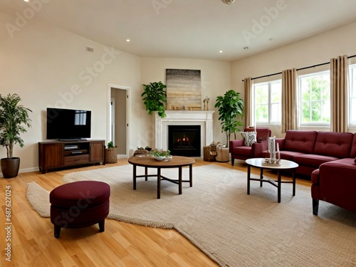 Wallpaper Mural 3d render of modern living room with tv. Living room. Torontodigital.ca