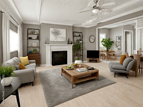 Wallpaper Mural 3d render of modern living room with tv. Living room. Torontodigital.ca