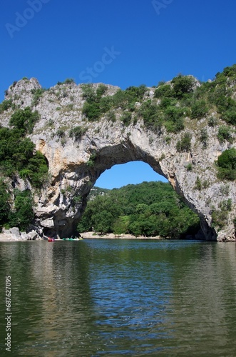 The Pont d'Arc, natural arch in Ardeche in France, Europe