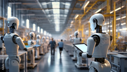 Humanoid robots working in factory environment