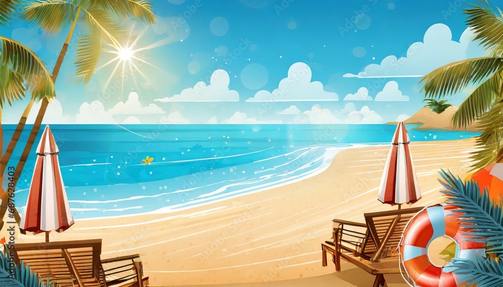 Fototapeta premium summer beach banner background illustration