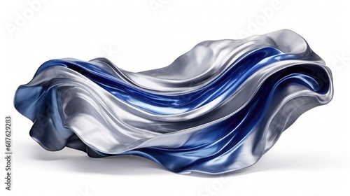 3d indigo and silver swirling wavy background