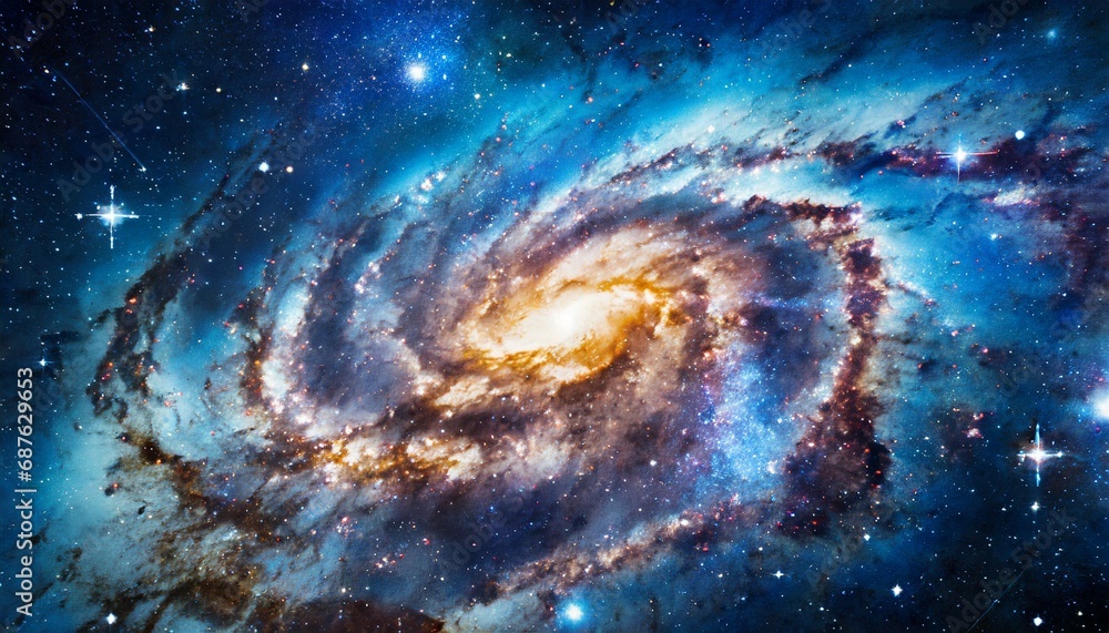 view from space to a spiral galaxy and stars universe filled with stars nebula and galaxy elements of this image furnished by nasa