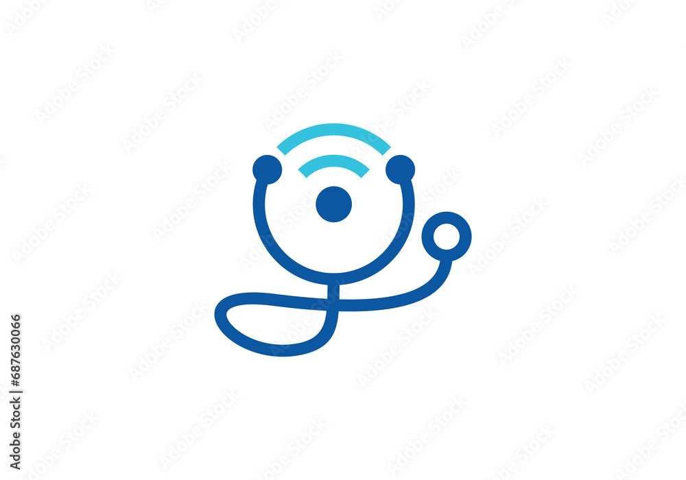 Fototapeta premium stethoscope and signal logo healthcare and medical design vector illustration