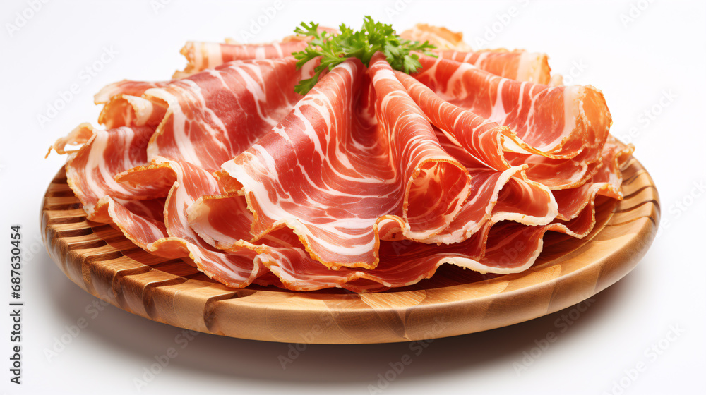 Delicately cured Italian Coppa on a pristine white backdrop. Delicately cured Italian Coppa on a pristine white backdrop.