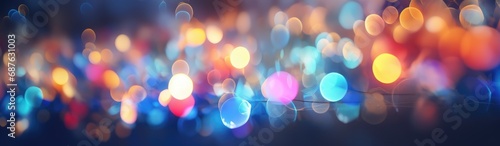 Christmas bokeh lights. Multicolored particles. defocused light dots. Xmas background. photo