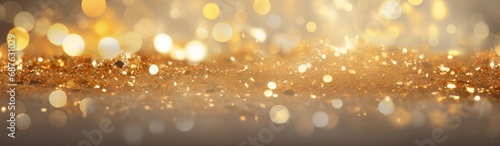 Christmas light background. Holiday glowing backdrop. Defocused Background With Blinking Stars. Blurred Bokeh. © V1hr