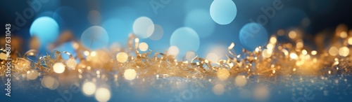 Abstract Blue bokeh defocus glitter blur background.