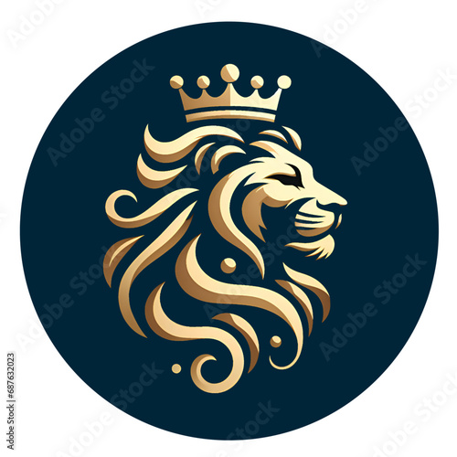 Luxury lion logo icon template  elegant lion logo design  lion head with crown logo.
