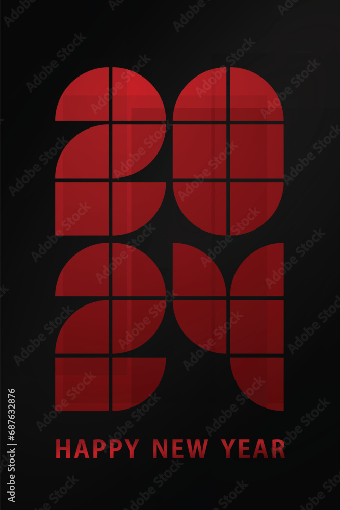 2024. Colorful number 2024 vector. Happy New Year 2024 design with