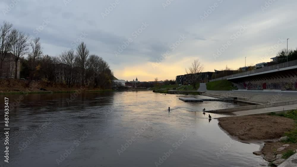 Landscape of Neris river and Vilnius city center in November Landscape of Neris river and Vilnius city center in November
