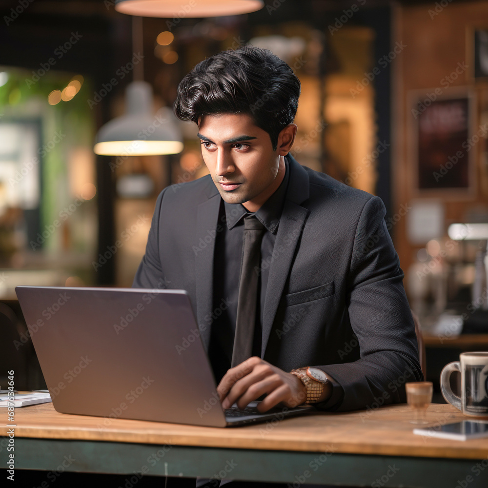 young businessman using laptop at office young businessman using laptop at office