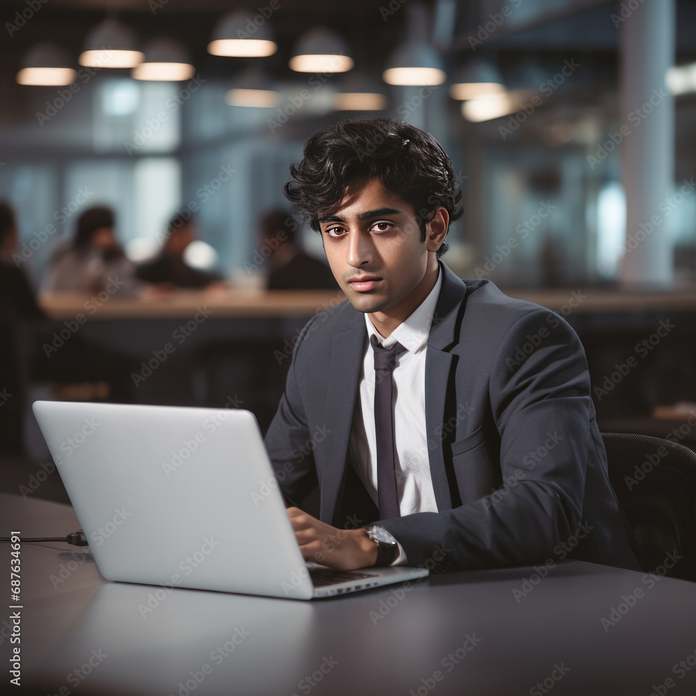 young businessman using laptop at office young businessman using laptop at office