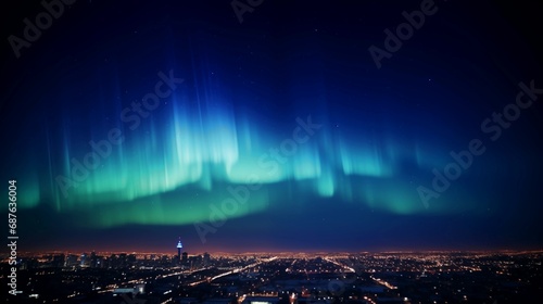 Northern lights with the city in the distance