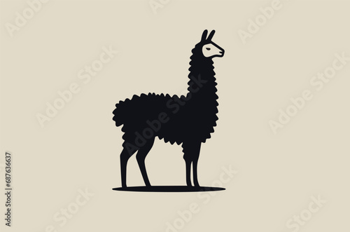 Beautiful modern llama logo. Simple and monochrome
