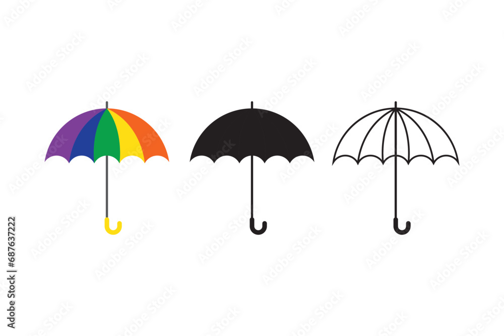 Umbrella simple icon set. Umbrella. Vector illustration