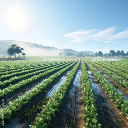 Water irrigation at agriculture field