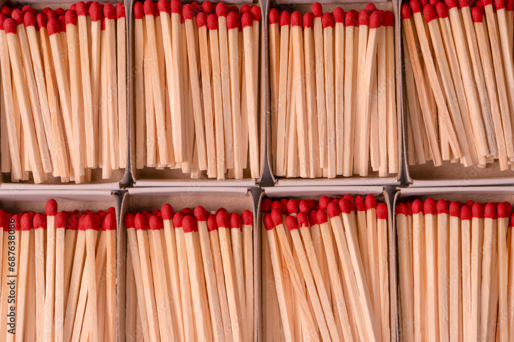 Boxes with new matchsticks as a background. Boxes with new matchsticks as a background.