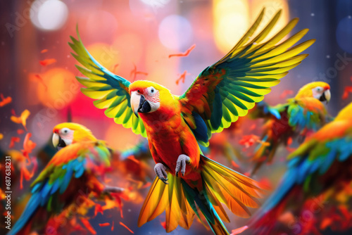 Rainbow flying parrots