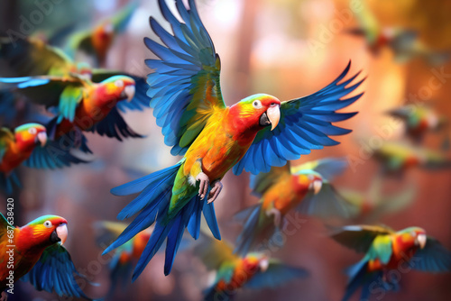 Rainbow flying parrots