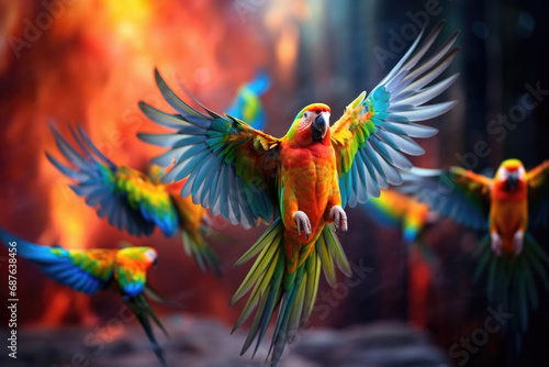 Rainbow flying parrots