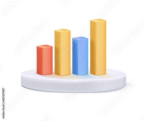 3D realistic infographics, Business data market elements dot bar pie charts diagrams. Graphs show success of business strategy. Vector illustration 3D vector