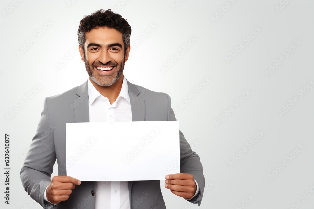 Young indian businessman showing empty board Young indian businessman showing empty board