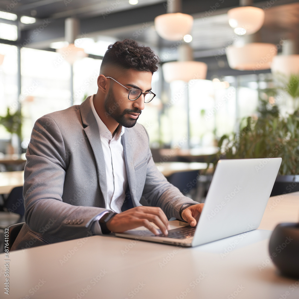 young businessman using laptop at office young businessman using laptop at office